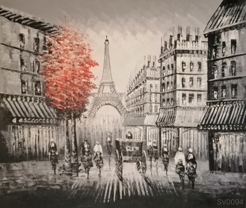 Paris Street with a Red Tree - HS3990