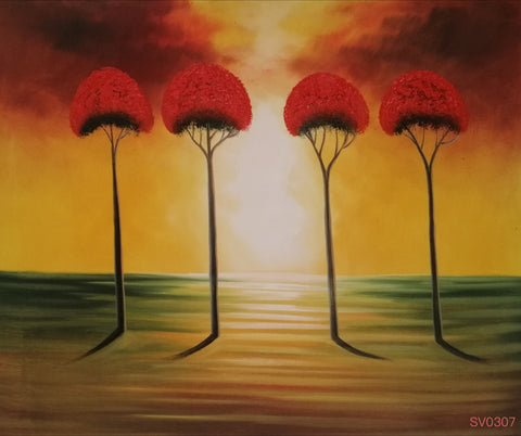 Four Trees with Red leaves - HS1007