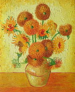 The vase with 15 sunflowers [HS0206]