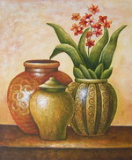 Three Pottery with Flowers[HS0258]