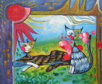 Cat Couple at Sunset[HS0651]