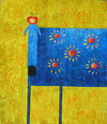 Blue cow and red apple[HS2366]