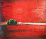 Green tree and red background[HS2557]