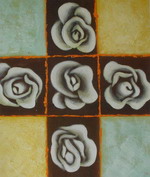 Engraving white roses[HS2581]